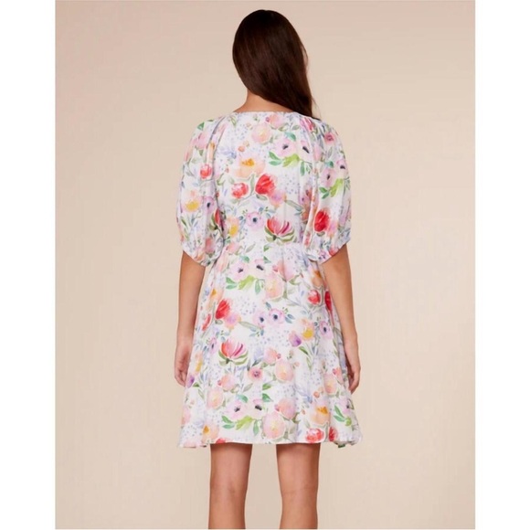 LUCY PARIS women’s azalea mini dress in white floral Linen size M NWT - Picture 2 of 15